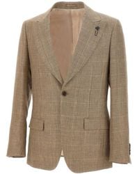Lardini - Jassen ,Bruin ,Wol Houndstooth Blazer - Lyst