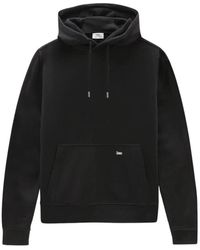 Woolrich - Hoodies & Sweatvesten ,Zwart ,Klassieke Zwarte Hoodie - Lyst