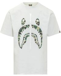 A Bathing Ape - Tops ,Wit ,Katoen Abc Camo Shark Tee - Lyst