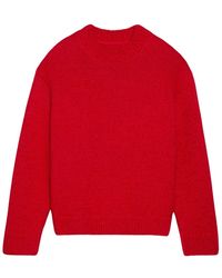 Jacquemus - Maglione rosso in misto lana con logo bianco - Lyst