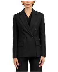 Tela - Jassen ,Zwart ,Wol Zwarte Wol Double-Breasted Jas - Lyst