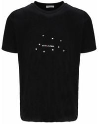 Saint Laurent - Sterne logo baumwoll t-shirt - schwarz - Lyst