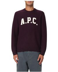A.P.C. - Truien & Vesten ,Rood ,Wol Stijlvolle Jay Sweaters Voor Mannen - Lyst