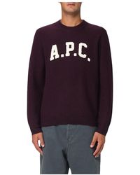 A.P.C. - Truien & Vesten ,Rood ,Wol Stijlvolle Jay Sweaters Voor Mannen - Lyst