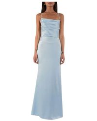 ACTUALEE - Satin Langes Kleid Mit Kreuzrücken - Lyst