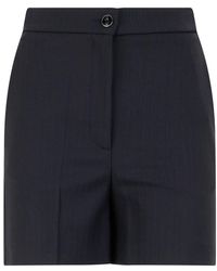 Pinko - Korte Broeken ,Blauw ,Wol Shorts Met Hoge Taille - Lyst