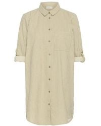 Kaffe - Kleedjes ,Veelkleurig ,Katoen Gestreepte Shirt Tuniek Chincilla Wit - Lyst