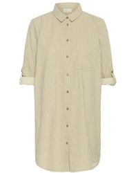 Kaffe - Kleedjes ,Veelkleurig ,Katoen Gestreepte Shirt Tuniek Chincilla Wit - Lyst