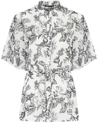 Bruuns Bazaar - Elegante chiffonbluse mit schwarzer blume - Lyst