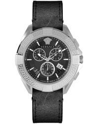 Versace - Armbanduhr chronograph chrono sporty schwarz, silber 46 mm ve5ca0123 - Lyst