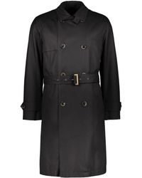 Herno - Jassen ,Zwart ,Katoen Elegante Trenchcoat Met Verstelbare Riem - Lyst