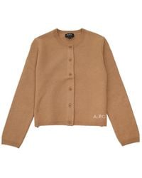 A.P.C. - Truien & Vesten ,Bruin ,Wol Bruine Merino Wollen Cardigan - Lyst