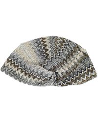 Missoni - Chevron Gebreide Viscose Tulband Met Franjes - Lyst