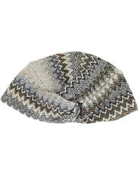 Missoni - Chevron Gebreide Viscose Tulband Met Franjes - Lyst