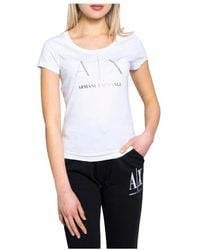 ARMANI EXCHANGE - Witte Katoenen Logo T-Shirt Voor Vrouwen - Lyst