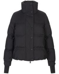 Moncler - Jassen ,Zwart ,Zwarte Donsjas Met Capuchon - Lyst