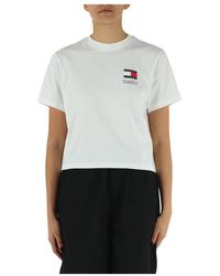 Tommy Hilfiger - T-shirt in cotone con stampa logo frontale - Lyst