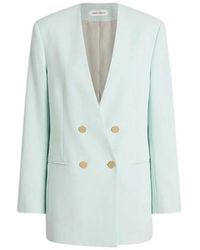 Alberta Ferretti - Jassen ,Blauw ,Tweed Double-Breasted Tweed Jacket - Lyst