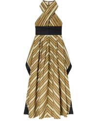 Tory Burch - Gestreiftes midi-kleid mit offenem rücken - Lyst