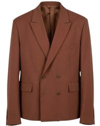 Costumein - Jassen ,Bruin ,Leer Over Crop Fit Double-Breasted Blazer - Lyst