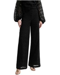 Twinset - Broeken ,Zwart ,Katoen Macramé Wijde Broek - Lyst