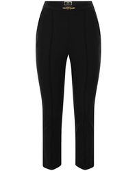 Elisabetta Franchi - Gerade hose aus bi-elastischem technischem stoff mit französischen taschen - Lyst