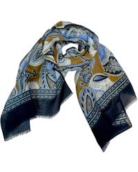 Altea - Accessoires ,Blauw ,Linnen Paisley Print Sjaal - Lyst