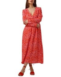 Ydence - Kleedjes ,Rood ,Rayon Rhode Rode Midi Jurk - Lyst