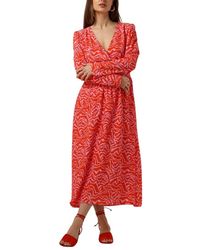 Ydence - Rhode Rotes Midi Kleid Damen - Lyst
