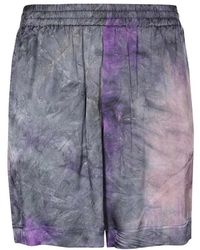 MSGM - Korte Broeken ,Paars ,Viscose Bermuda Shorts Met Elastische Tailleband - Lyst