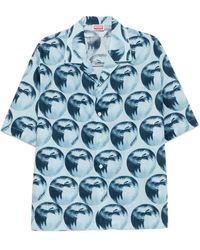KENZO - Overhemden ,Blauw ,Katoen Apple Pop Hawaiian Short Sleeve Shirt - Lyst