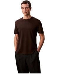 Calvin Klein - Tops ,Bruin ,Katoen Pima Katoen T-Shirt - Lyst