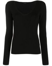 JOSEPH - Tops ,Zwart ,V-Hals Top Met Lange Mouwen - Lyst