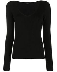 JOSEPH - Schwarzes v-ausschnitt langarm-top - Lyst