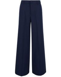 PT Torino - Broeken ,Blauw ,Polyester Blauwe Wijde Pijp Polyester Broek Vrouw - Lyst