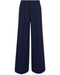 PT Torino - Broeken ,Blauw ,Polyester Blauwe Wijde Pijp Polyester Broek Vrouw - Lyst