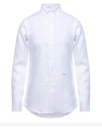 Malo - Weiße leinenhemd mit langen ärmeln - Lyst