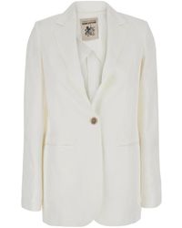 Semicouture - Jassen ,Wit ,Leer Single-Breasted Jasje - Lyst