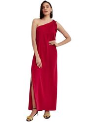 P.A.R.O.S.H. - P.A.R.O..H. ,Kleedjes ,Rood ,Rode One-Shoulder Maxi Jurk - Lyst