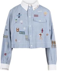 Sea - Overhemden ,Blauw ,Cropped Oxford Shirt - Lyst
