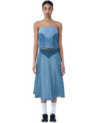 Levi's - Rokken ,Blauw ,Denim Paneled Denim Midi Rok - Lyst