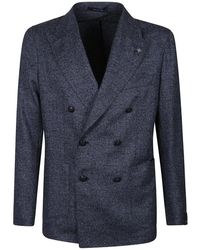 Tagliatore - Jassen ,Grijs ,Leer Montecarlo Double-Breasted Jacket - Lyst