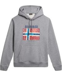 Napapijri - Hoodies & Sweatvesten ,Grijs ,Katoen Lange Mouw Katoenen Sweatshirt Grijs - Lyst