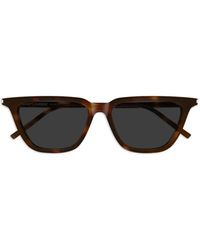 Saint Laurent - Zonnebril Sl 889 Sulpice Thin 003 Lichtbruin/grijs Dames - Lyst