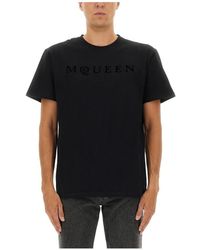 McQueen - Flocked Logo T-Shirt - Lyst
