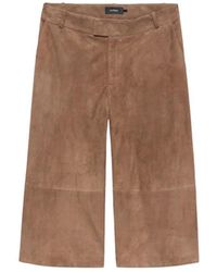 Arma - Broeken ,Bruin ,Leer Jina Lamb Suede Cropped Broek - Lyst