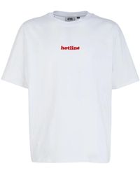 Gcds - Tops ,Wit ,Katoen Hotline Geborduurd T-Shirt - Lyst