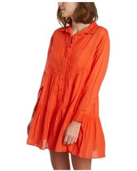 Ba&sh - Vestido corto naranja con cierre de botones - Lyst