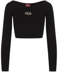 DIESEL - Schwarzes geripptes langarm-top - Lyst