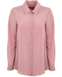 Weekend by Maxmara - Camisa seda rosa crepe de chine - Lyst